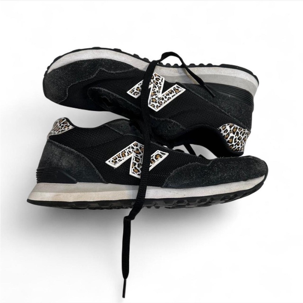 New Balance Black and White Sneakers with Leopard Accents